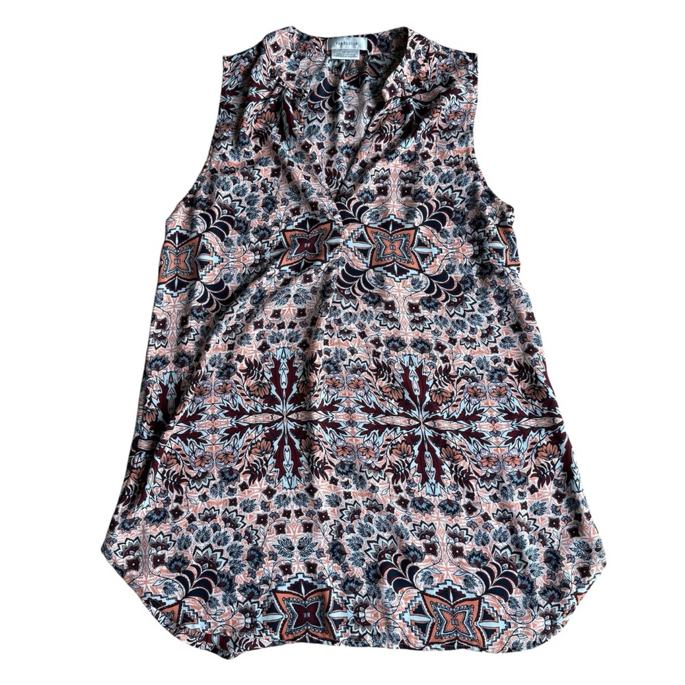 Van Heusen Women’s Multicolor Leaves Sleeveless Size XS Career Business Blouse